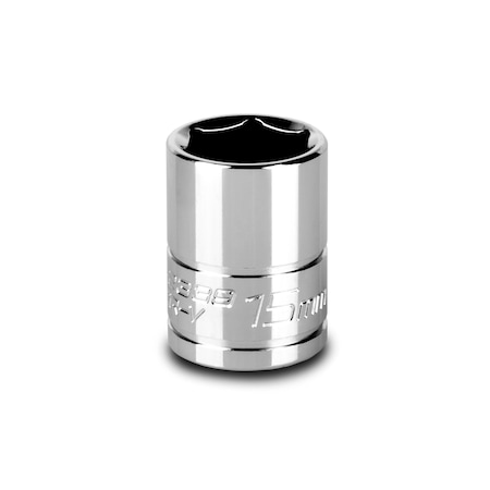 Capri Tools 3/8 in Drive 15 mm 6-Point Metric Shallow Socket 1-2339